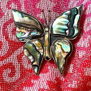 Sterling silver Abalone mother of Pearl butterfly brooch pin
